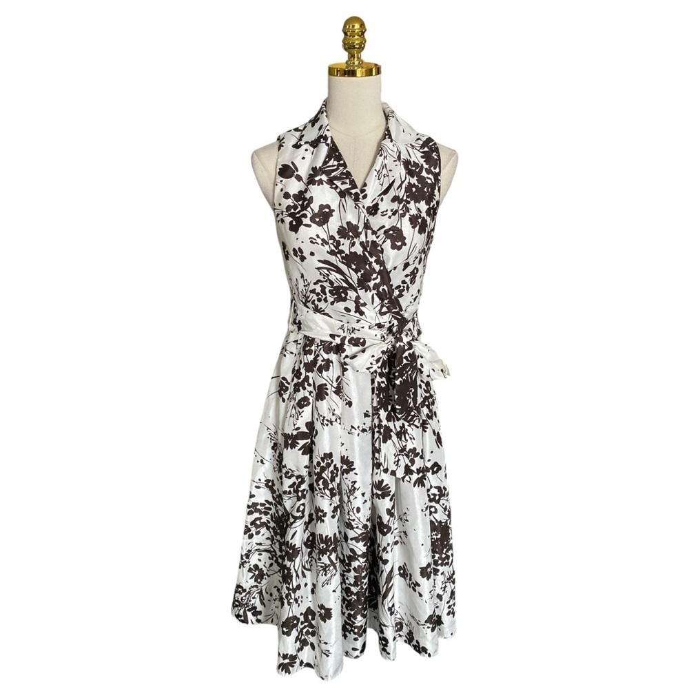 Dressbarn Women’s Fit & Flare Floral Pleated Sleeveless Collared Midi Dress Sz 4 - Picture 4 of 12